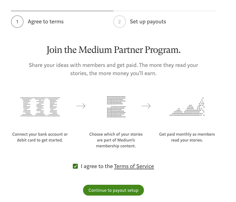 Medium Partner Program registration page