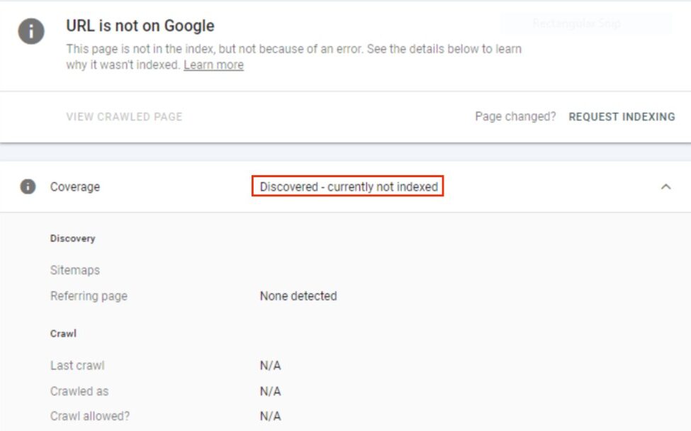 how to get website on google discovered not indexed