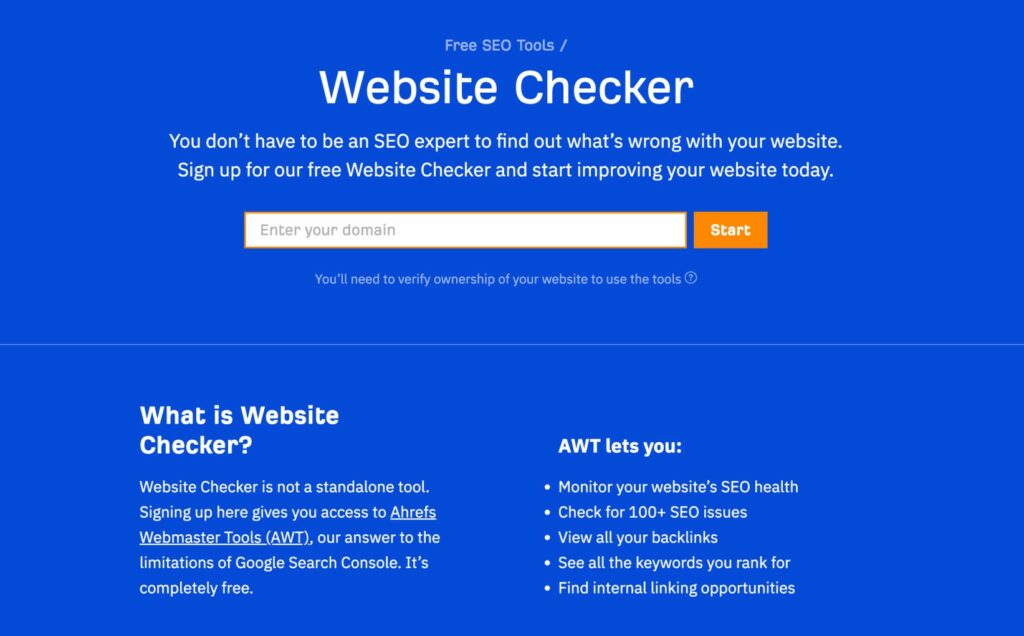 Ahrefs Website Checker SEO help for small business