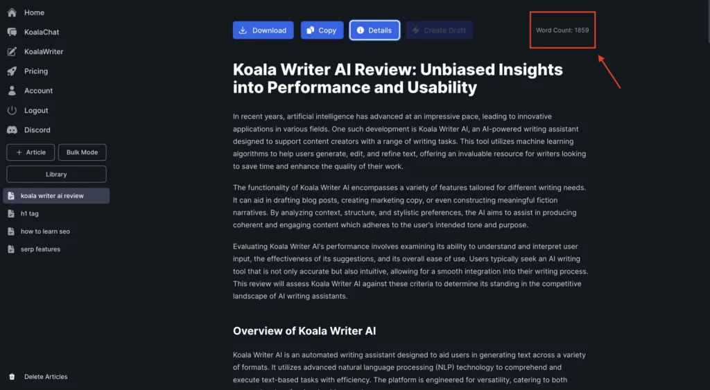 Koala Writer generated article