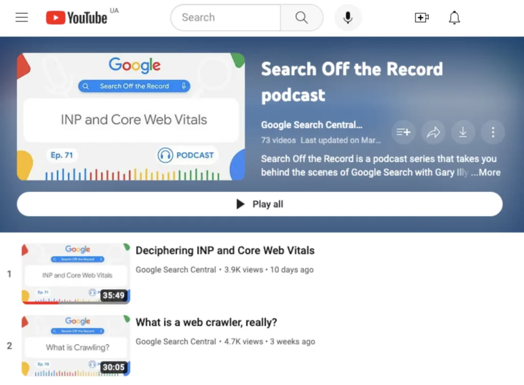 Search Off the Record by Google SEO podcast